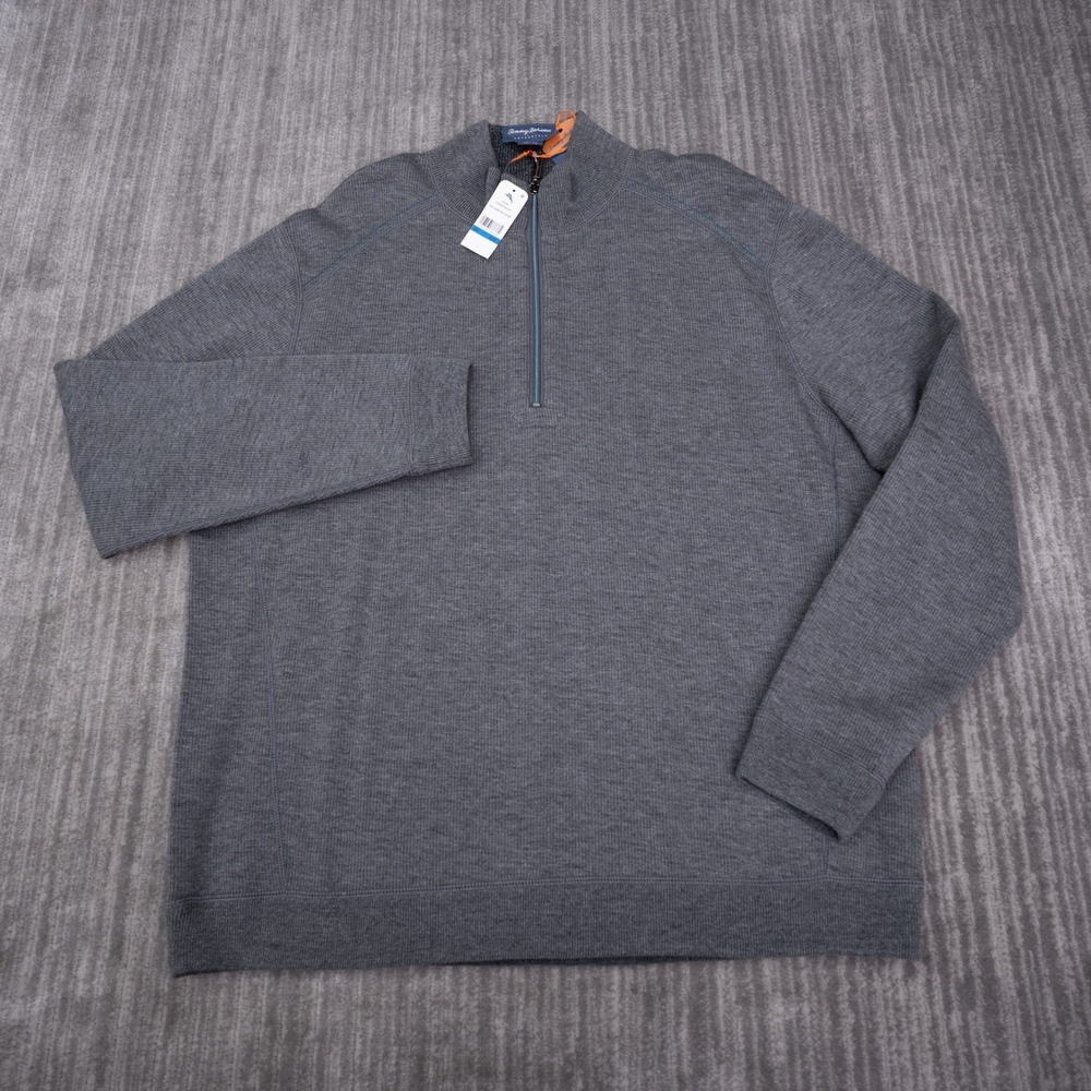 Tommy Bahama Flipsider Half Zip Mens XL Gray NWT Reversible Pullover T217391